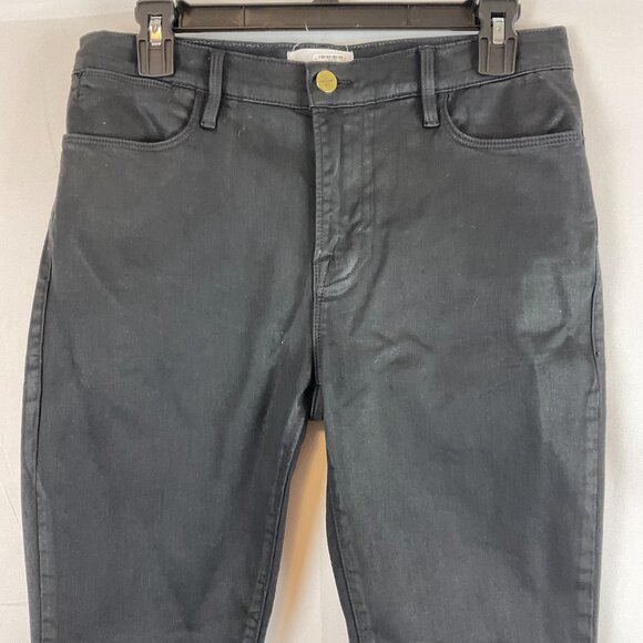 Frame Le High Skinny Jeans 28 Black Faux Leather Coated - Picture 2 of 10